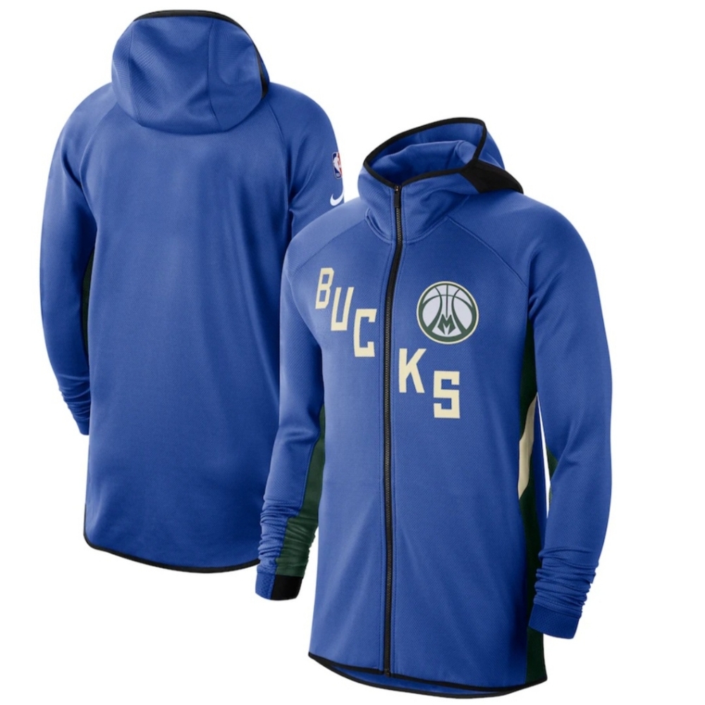 Men's Milwaukee Bucks Nike Earned Edition Zip Up Hoodie